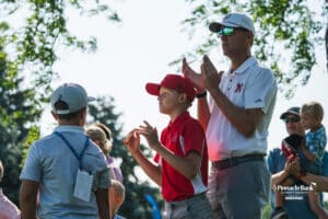 Spectators applaud golfers during the Pinnacle Bank Championship, Friday, August 8th, 2025, in Omaha, Nebraska. Photo by Nick Barajas.