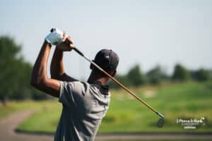 Rudy Sautron tees off during the Pinnacle Bank Championship, Friday, August 8th, 2025, in Omaha, Nebraska. Photo by Nick Barajas.