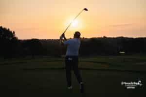Davis Chatfield tees off during the Pinnacle Bank Championship, Friday, August 8th, 2025, in Omaha, Nebraska. Photo by Nick Barajas.