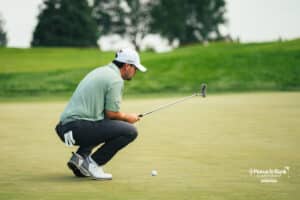 Étienne Papineau reads the green during the Pinnacle Bank Championship golf tournament Thursday, August 7th, 2025, in Omaha, Nebraska. Photo by Nick Barajas.
