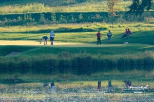 A golfer prepares to putt during The Pinnacle Bank Championship on August, 7th, 2025 in Omaha Nebraska. Photo by Brandon Tiedemann.