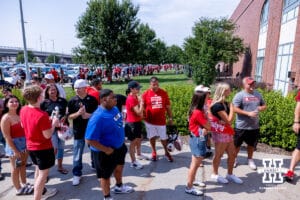 Nebraska Cornhusker fans line up for football Fan Day on Saturday, Aug. 2, 2025 in Lincoln, Nebraska. Photo by John S. Peterson.