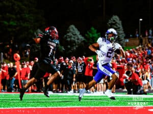 Omaha Centrals Yasir Grixby (2) running it in for a touchdown during a high school football game @ Westside on Friday, September 26 2025 in Omaha, Nebraska. Photo By Jack R. Stephens