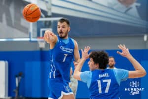 Creighton Bluejay Fedor Žugić (#7) passes during basketball practice on Wednesday, September 24th, 2025 in Omaha, Nebraska. Photo by Brandon Tiedemann.