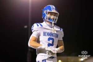 Bennington wide receiver Myles Gifford makes his way to the Badger sideline during a High School Football game, Friday, September 26th, 2025, Gretna, Nebraska. Photo by Braden Cochran.
