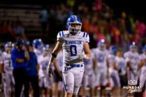 Bennington linebacker Cole Miller (0) moves to the next line of scrimmage during a High School Football game, Friday, September 26th, 2025, Gretna, Nebraska. Photo by Braden Cochran.