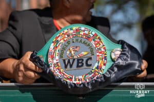 The World Boxing Championship belt is shown during the Terence "Bud" Crawford World Champion Victory Parade, Saturday, September 27, 2025, Omaha, Nebraska. Photo by Brandon Tiedemann.
