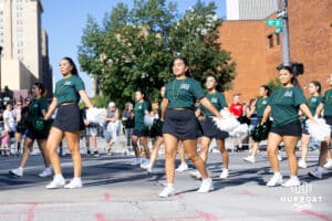 Omaha Burke cheerleaders lead the parade during the Terence "Bud" Crawford World Champion Victory Parade, Saturday, September 27, 2025, Omaha, Nebraska. Photo by Braden Cochran.