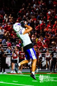 Omaha Central's Tory Pittman III (3) is getting a crucial interception during a high school football game at Westside on Friday, September 26, 2025, in Omaha, Nebraska. Photo By Jack R. Stephens.