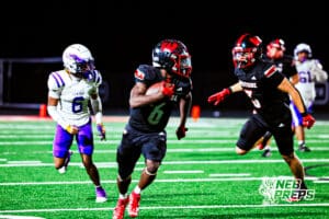 Westside's Tay Tay Jenkins (6) running the ball for a huge gain during a high school football game VS Omaha Central on Friday, September 26, 2025, in Omaha, Nebraska. Photo By Jack R. Stephens.