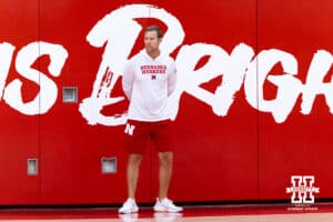 Nebraska Cornhusker head coach Fred Hoiberg watches the action during basketball practice on Tuesday, September 23, 2025, in Lincoln, Nebraska. Photo by John S. Peterson.