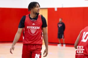 Nebraska Cornhusker Kendall Blue (2) shooting around during basketball practice on Tuesday, September 23, 2025, in Lincoln, Nebraska. Photo by John S. Peterson.