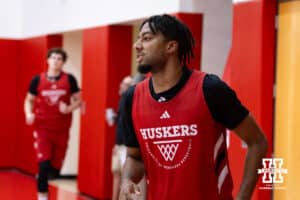Nebraska Cornhusker Kendall Blue (2) shooting around during basketball practice on Tuesday, September 23, 2025, in Lincoln, Nebraska. Photo by John S. Peterson.