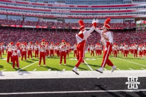 Cornhusker Marching Band perform at halftime during a college football game against Michigan on Saturday, September 20, 2025, in Lincoln, Nebraska. Photo by John S. Peterson.