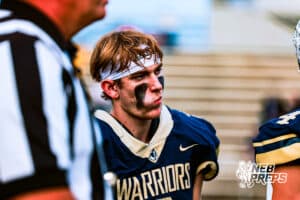 Lincoln Lutheran's Trenton Ernst (2) during the coin toss before a high school football game against Boys Town on Thursday, September 18, 2025, in Lincoln, Nebraska. Photo By Jack Stephens.