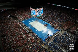 A sold out crowd of 17,675 in the Chi Health Center during a volleyball match against Creighton and Nebraska on Tuesday, September 16th, 2025 in Omaha, Nebraska. Photo by Brandon Tiedemann.