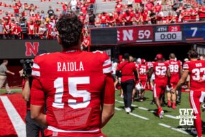 Nebraska Cornhusker Dylan Raiola (15) heads back to the locker room after a college football game against the Houston Christian Huskies on Saturday, September 13, 2025, in Lincoln, Nebraska. Photo by John S. Peterson.