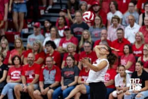 Nebraska Cornhusker Rebekah Allick (5) serves the ball against the Grand Canyon Lopes in the second set during a college volleyball match on Saturday, September 13, 2025, in Lincoln, Nebraska. Photo by John S. Peterson.