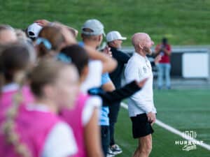 Head Coach Jimmy Walker yells at his team. Creighton women's soccer hosted Arkansas at Morrison Stadium for Socctoberfest on September 5th, 2025.