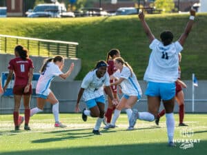 Ariana Mondiri celebrates a goal. Creighton women's soccer hosted Arkansas at Morrison Stadium for Socctoberfest on September 5th, 2025.