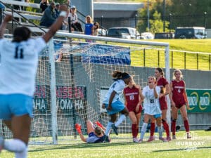 Clara Kulick and Ariana Mondiri celebrate a goal. Creighton women's soccer hosted Arkansas at Morrison Stadium for Socctoberfest on September 5th, 2025.