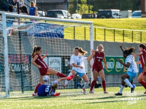 Clara Kulick scores the first goal of the game. First goal of three for Creighton. Creighton women's soccer hosted Arkansas at Morrison Stadium for Socctoberfest on September 5th, 2025.