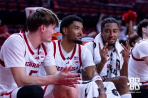 Nebraska Cornhusker Kendall Blue (2) poses for a photo while on the bench against the Midland Vikings during a college men’s basketball exhibition game on Monday, October 27, 2025, in Lincoln, Nebraska. Photo by John S. Peterson.