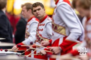 Nebraska Cornhusker Marching Band performs at halftime during a college football game against the Northwestern Wildcats on Saturday, October 25, 2025, in Lincoln, Nebraska. Photo by John S. Peterson.