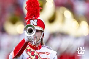 Nebraska Cornhusker Marching Band performs at halftime during a college football game against the Northwestern Wildcats on Saturday, October 25, 2025, in Lincoln, Nebraska. Photo by John S. Peterson.