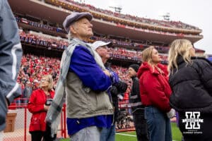 Actor Bill Murray watching the game from the sideline with his brother during a college football game between Nebraska and Northwestern on Saturday, October 25, 2025, in Lincoln, Nebraska. Photo by John S. Peterson.