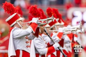Nebraska Cornhusker Marching Band plays their pre-game performance before a college football game against the Northwestern Wildcats on Saturday, October 25, 2025, in Lincoln, Nebraska. Photo by John S. Peterson.
