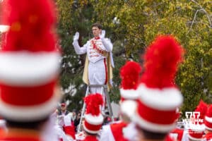 Nebraska Cornhusker marching band warm-up before a college football game against the Northwestern Wildcats on Saturday, October 25, 2025, in Lincoln, Nebraska. Photo by John S. Peterson.