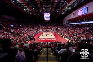 Nebraska Cornhusker fans packed the John Cook Arena against the Northwestern Wildcats with attendance of 8,516 during a college volleyball match on Friday, October 24, 2025, in Lincoln, Nebraska. Photo by John S. Peterson.