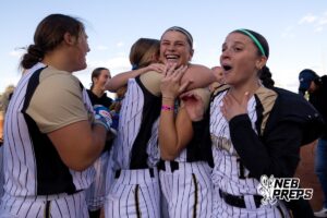 Northwest teammates celebrate together After a high school softball championship game, Monday, October 20, 2025, Lincoln, Nebraska. Photo by Braden Cochran.