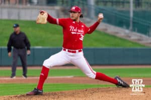 Nebraska pitcher Grant Cleavinger (36) throws a pitch during the red/white scrimmage on Tuesday, October 14th, 2025, Lincoln, Nebraska. Photo by Braden Cochran.