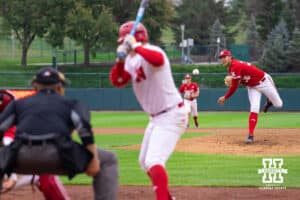 Nebraska pitcher Grant Cleavinger (36) delivers the pitch across the plate during the red/white scrimmage on Tuesday, October 14th, 2025, Lincoln, Nebraska. Photo by Braden Cochran.