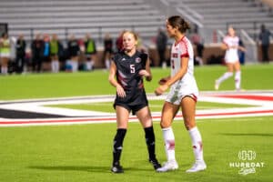 Omaha Maverick Addie LaRock (5) waits for a pass during a match against South Dakota on Thursday, October 23, 2025, in Omaha, Nebraska. Photo by Brandon Tiedemann.