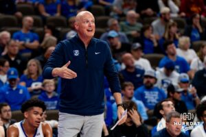Creighton Bluejay assistant head coach Alan Huss during a basketball game at CHI Health Arena on Friday, October 17, 2025, in Omaha, Nebraska. Photo by Collin Stilen.