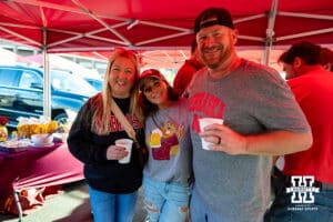 Nebraska Cornhusker and Minnesota fans tailgating before the college football game between Nebraska and Minnesota on Friday, October 17, 2025, in Minneapolis, Minnesota. Photo by John S. Peterson.