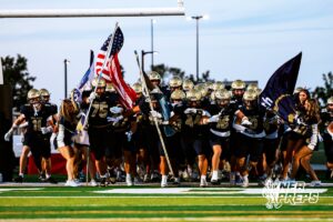 Elkhorn South running out as a team before a high school football game VS Westside on Friday, October 10, 2025, in Omaha, Nebraska. Photo By Jack R. Stephens.