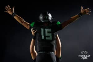 Skutt Quarterback Conor Mogensen (15) is lifted into the air in celebration after a touchdown during a High School Football game, Friday, October 10th, 2025, Omaha, Nebraska. Photo by Braden Cochran.