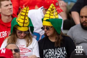 Nebraska Cornhusker fans waitng for the game to start against the Maryland Terrapins during a college football game on Saturday, October 11, 2025, in College Park, MD. Photo by John S. Peterson.