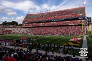 Nebraska Cornhuskers help fill up the stadium against the Maryland Terrapins on Saturday, October 11, 2025, in College Park, MD. Photo by John S. Peterson.