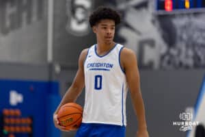 Creighton Bluejay Jasen Green (0) watching the action on the court during media day on Thursday, October 9, 2025, in Omaha, Nebraska. Photo by John S. Peterson.