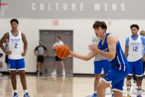 Creighton Bluejay Hudson Greer (10) makes a pass during media day on Thursday, October 9, 2025, in Omaha, Nebraska. Photo by John S. Peterson.