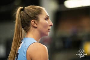 Team Hentz Sydney Hilley (#2) waits during the Athletes Unlimited Volleyball match against Team Valentin-Anderson on Thursday, October 9, 2025, in Omaha, Nebraska. Photo by Brandon Tiedemann.