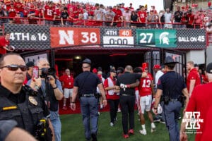 Nebraska Cornhuskers watching the Husker head to the lockerroom after the win over Michigan State during a college football game on Saturday, October 4, 2025, in Lincoln, Nebraska. Photo by John S. Peterson.