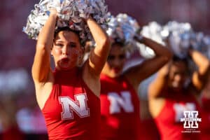 Nebraska Cornhusker Scarlets dance team preform at a break in the action against the Michigan State Spartans during a college football game on Saturday, October 4, 2025, in Lincoln, Nebraska. Photo by John S. Peterson.