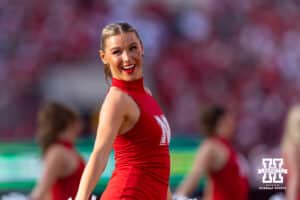 Nebraska Cornhusker Scarlets dance team preform at a break in the action against the Michigan State Spartans during a college football game on Saturday, October 4, 2025, in Lincoln, Nebraska. Photo by John S. Peterson.