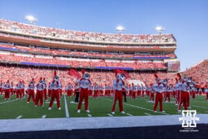 Nebraska Cornhusker Marching Band prefrom at halftime, a Taylor Swift song during a college football game against the Michigan State Spartans on Saturday, October 4, 2025, in Lincoln, Nebraska. Photo by John S. Peterson.